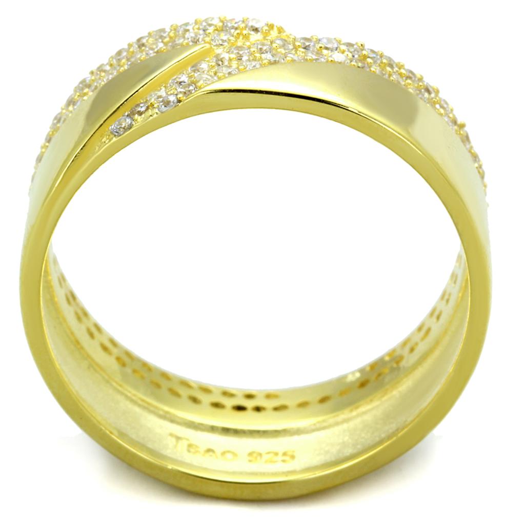 TS380 - Gold 925 Sterling Silver Ring with AAA Grade CZ  in Clear-2