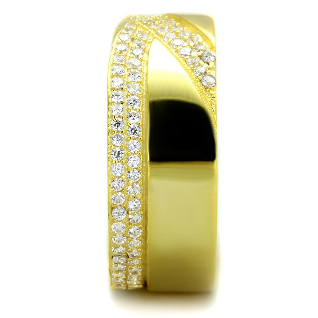 TS380 - Gold 925 Sterling Silver Ring with AAA Grade CZ  in Clear-3
