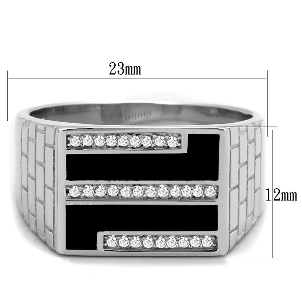 TS387 - Rhodium 925 Sterling Silver Ring with AAA Grade CZ  in Clear-1