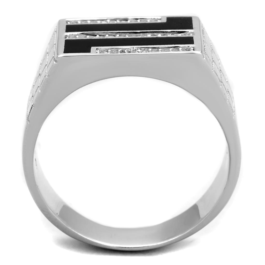 TS387 - Rhodium 925 Sterling Silver Ring with AAA Grade CZ  in Clear-2