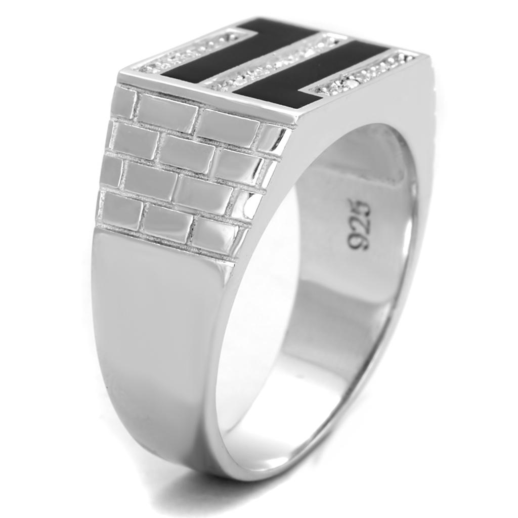 TS387 - Rhodium 925 Sterling Silver Ring with AAA Grade CZ  in Clear-3