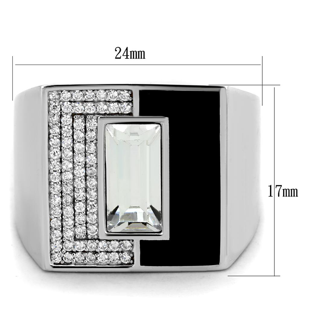 TS388 - Rhodium 925 Sterling Silver Ring with Top Grade Crystal  in Clear-1