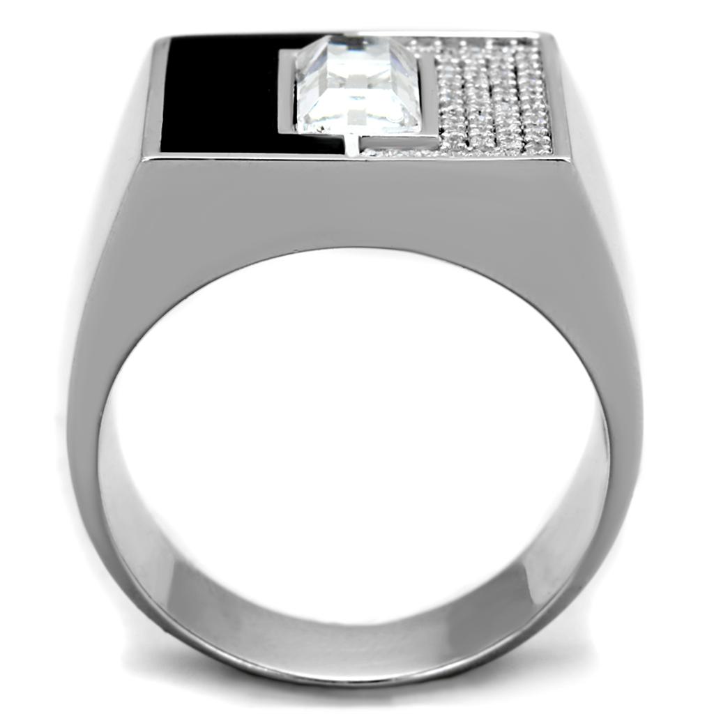 TS388 - Rhodium 925 Sterling Silver Ring with Top Grade Crystal  in Clear-2