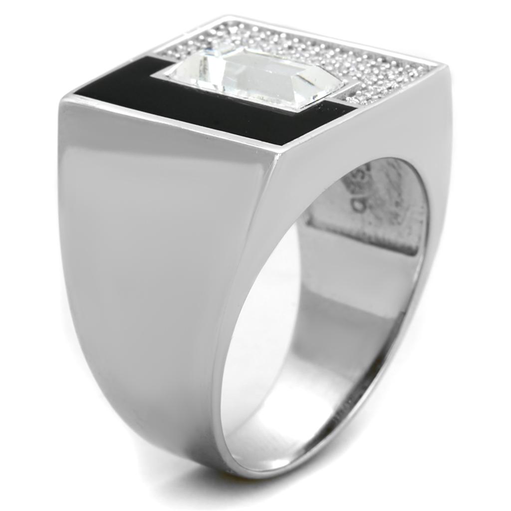 TS388 - Rhodium 925 Sterling Silver Ring with Top Grade Crystal  in Clear-3