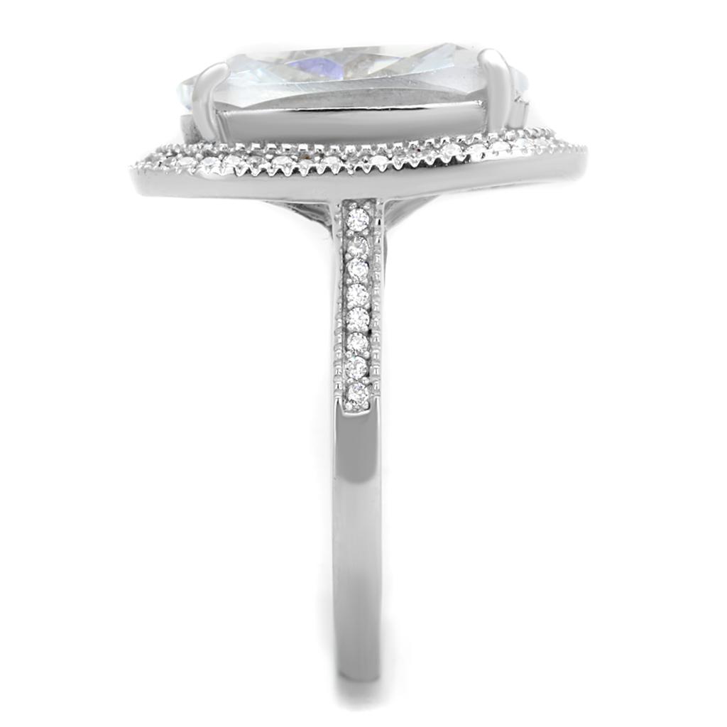 TS391 - Rhodium 925 Sterling Silver Ring with AAA Grade CZ  in Clear-3