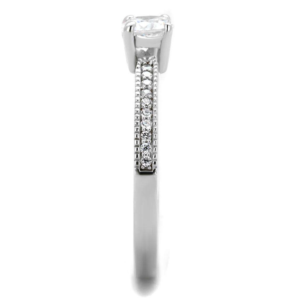 TS401 - Rhodium 925 Sterling Silver Ring with AAA Grade CZ  in Clear-3