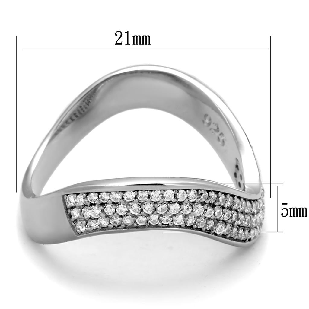 TS402 - Rhodium 925 Sterling Silver Ring with AAA Grade CZ  in Clear-1