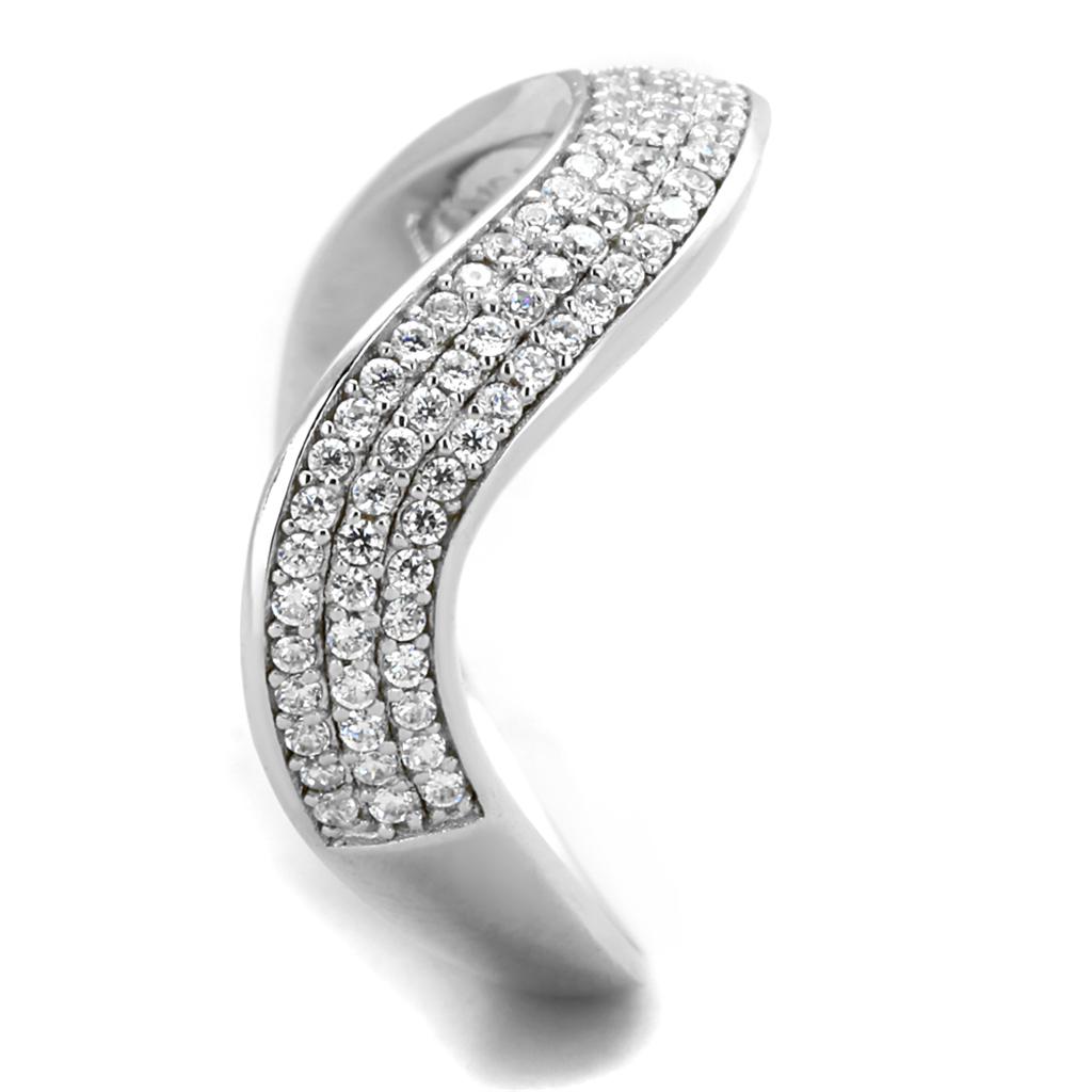 TS402 - Rhodium 925 Sterling Silver Ring with AAA Grade CZ  in Clear-3