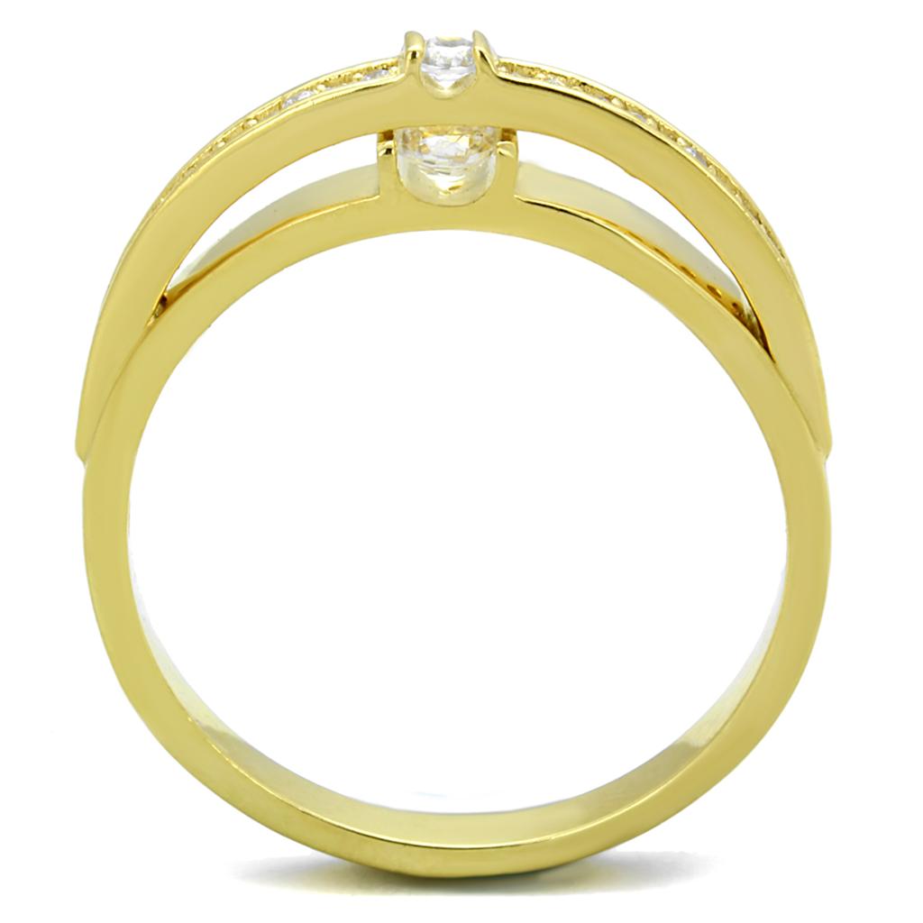 TS403 - Gold 925 Sterling Silver Ring with AAA Grade CZ  in Clear-2