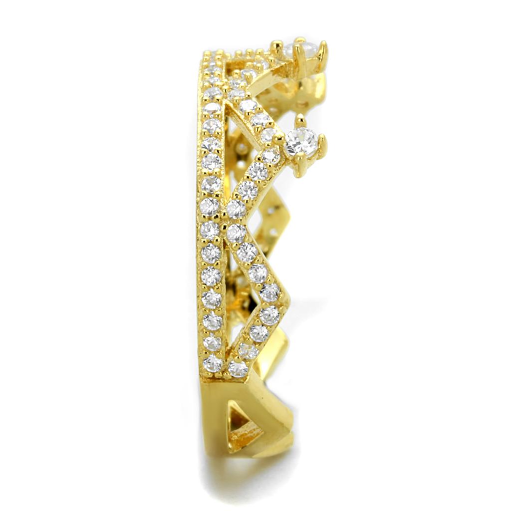 TS404 - Gold 925 Sterling Silver Ring with AAA Grade CZ  in Clear-3