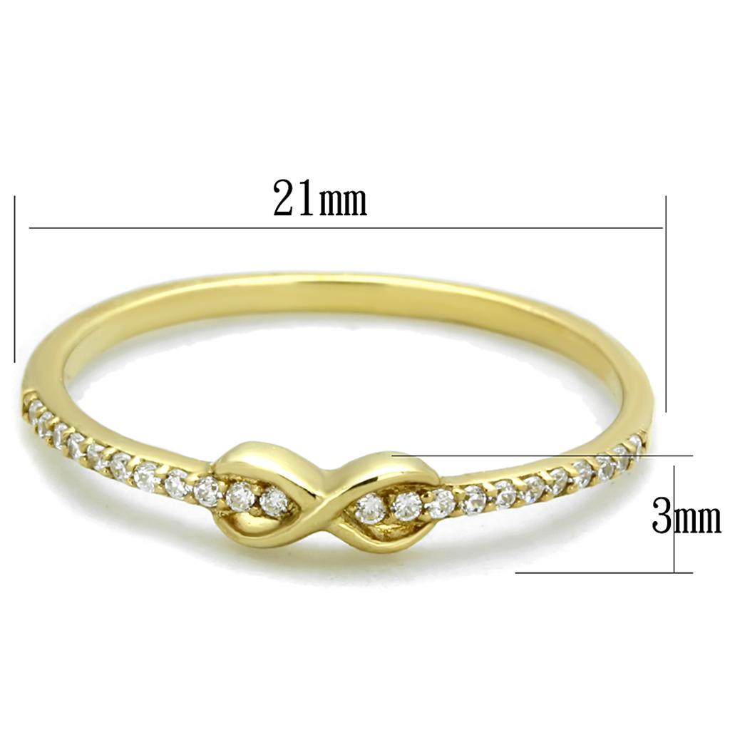 TS405 - Gold 925 Sterling Silver Ring with AAA Grade CZ  in Clear-1