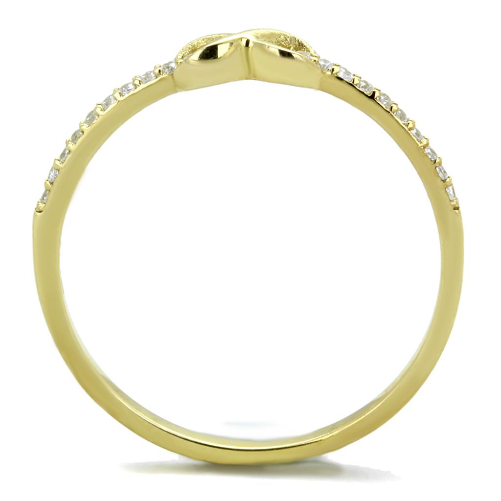 TS405 - Gold 925 Sterling Silver Ring with AAA Grade CZ  in Clear-2