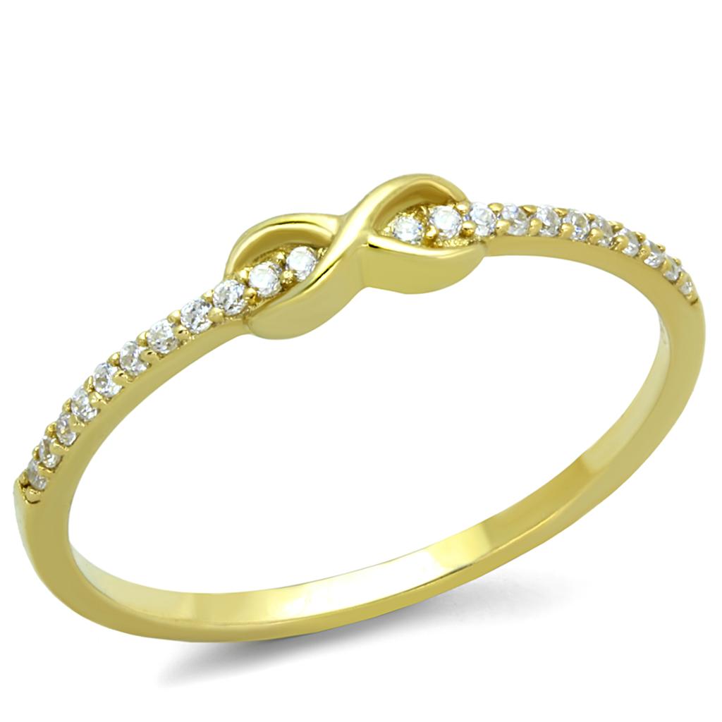 TS405 - Gold 925 Sterling Silver Ring with AAA Grade CZ  in Clear-4
