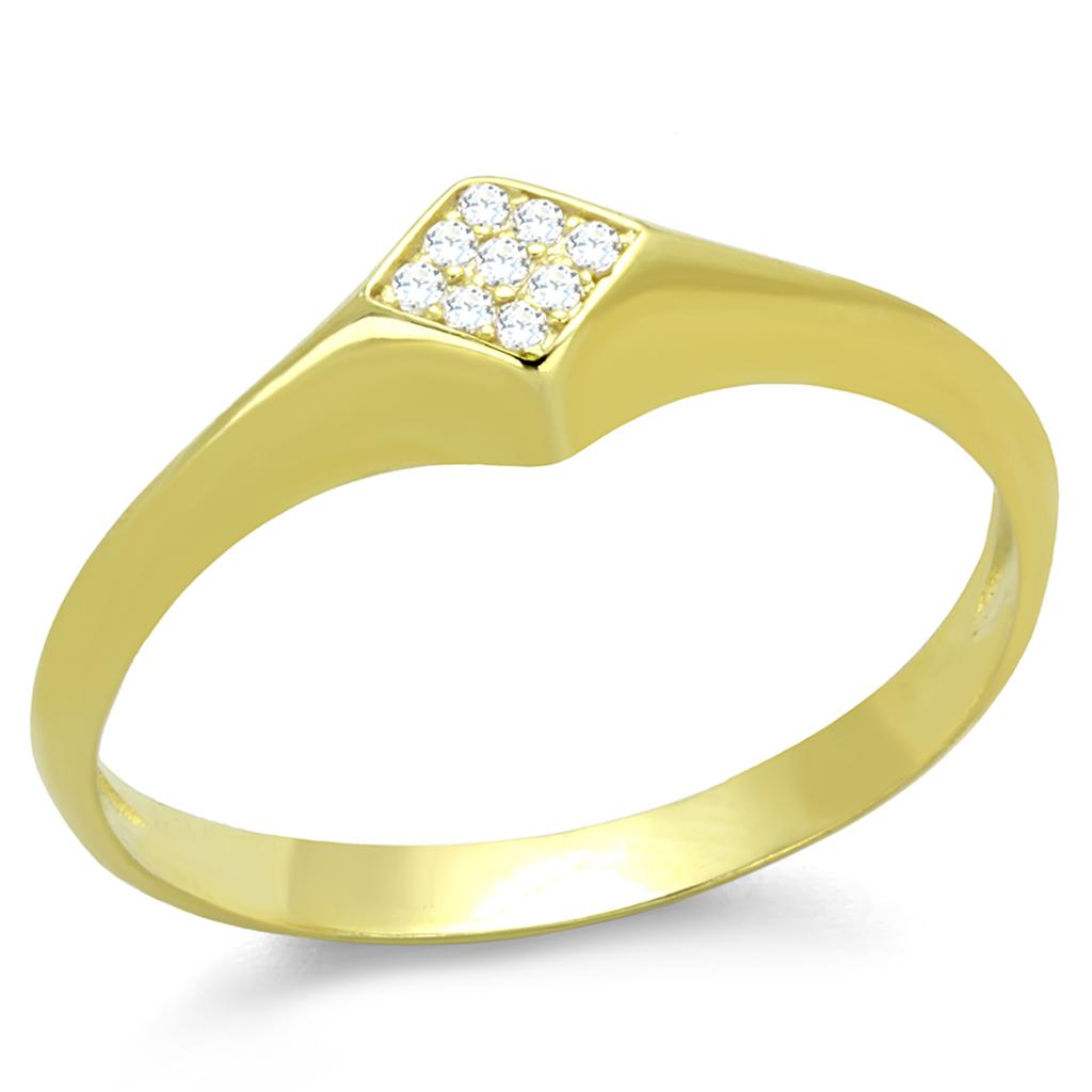 TS406 - Gold 925 Sterling Silver Ring with AAA Grade CZ  in Clear-4
