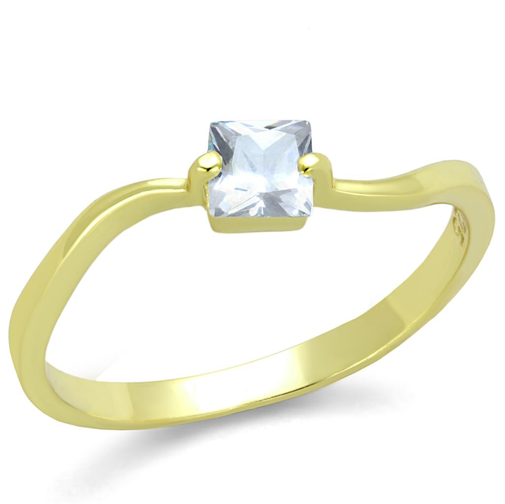 TS407 - Gold 925 Sterling Silver Ring with AAA Grade CZ  in Clear-4