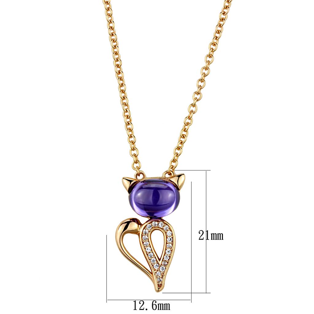 TS408 - Rose Gold 925 Sterling Silver Chain Pendant with AAA Grade CZ  in Amethyst-1