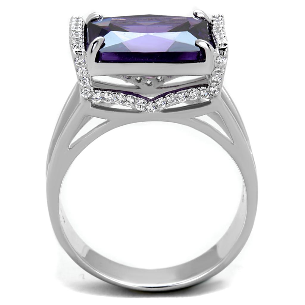 TS417 - Rhodium 925 Sterling Silver Ring with AAA Grade CZ  in Amethyst-2