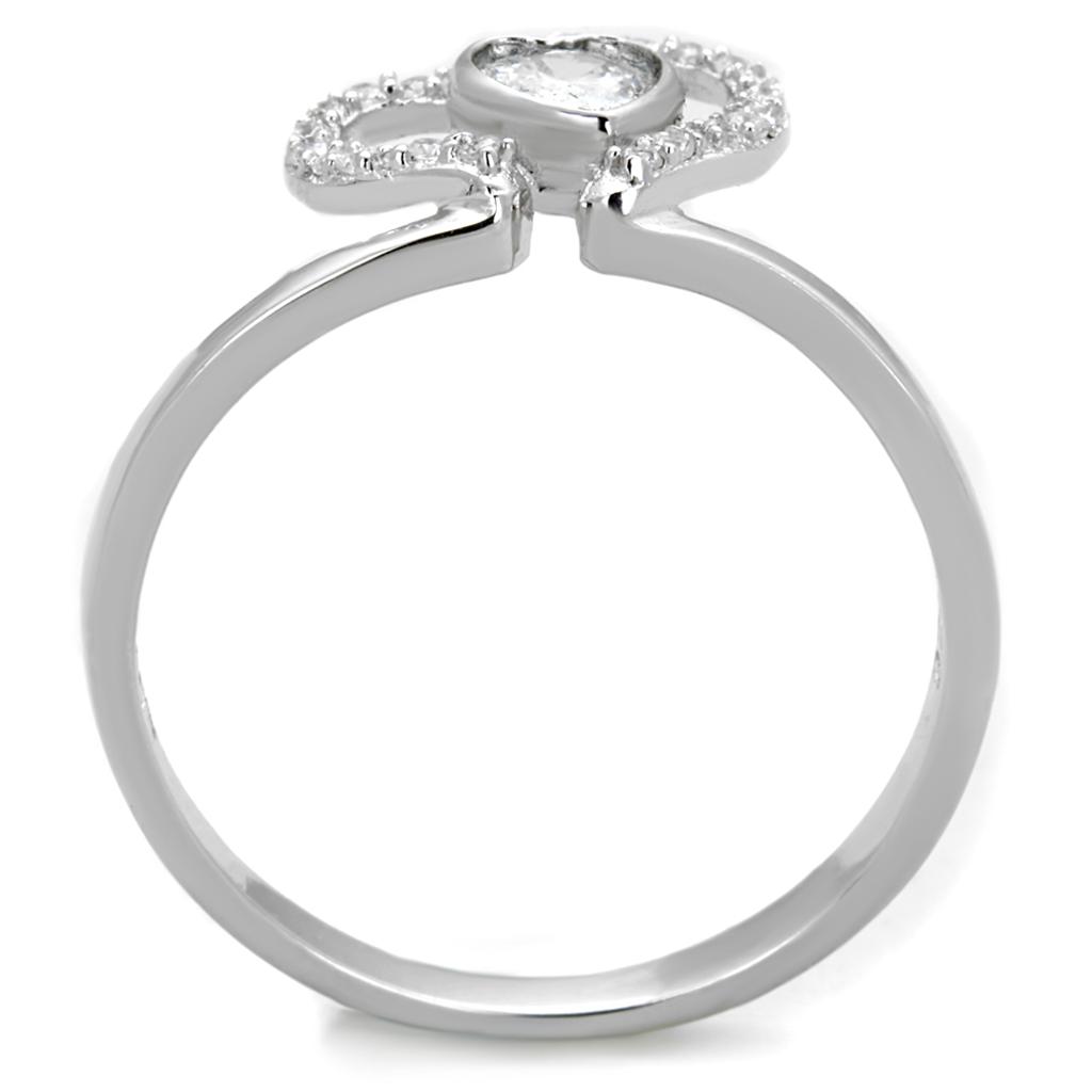 TS422 - Rhodium 925 Sterling Silver Ring with AAA Grade CZ  in Clear-2