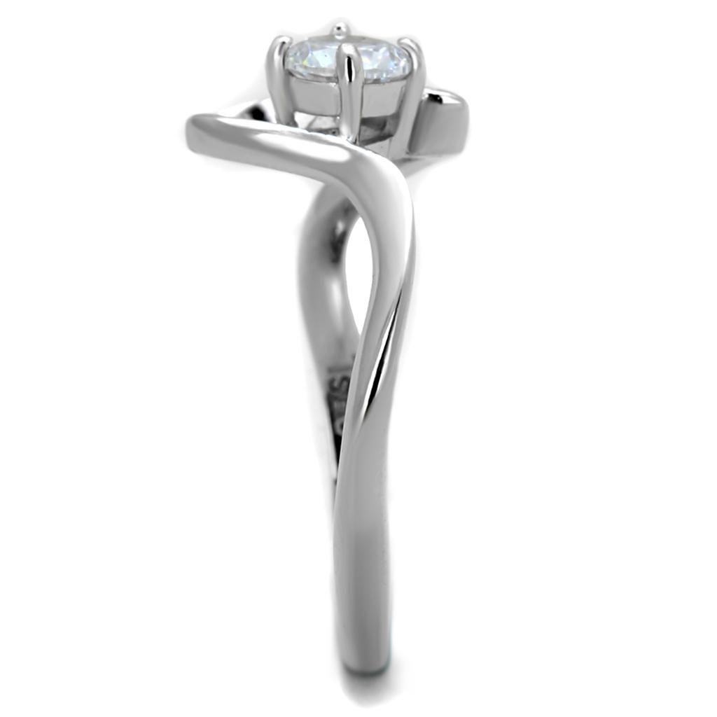 TS424 - Rhodium 925 Sterling Silver Ring with AAA Grade CZ  in Clear-3
