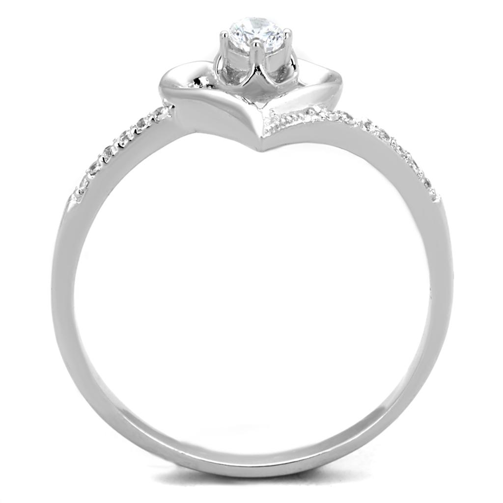 TS425 - Rhodium 925 Sterling Silver Ring with AAA Grade CZ  in Clear-2