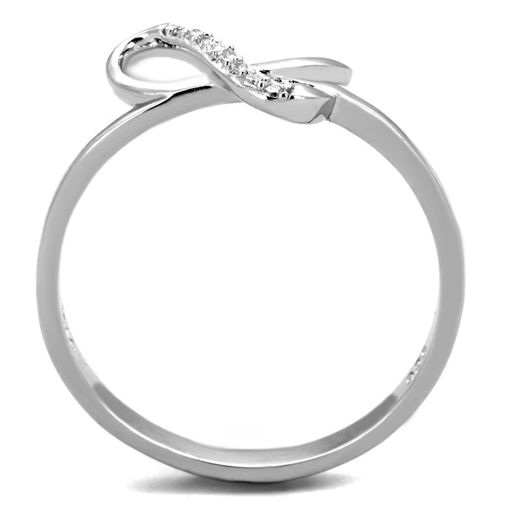 TS426 - Rhodium 925 Sterling Silver Ring with AAA Grade CZ  in Clear-2