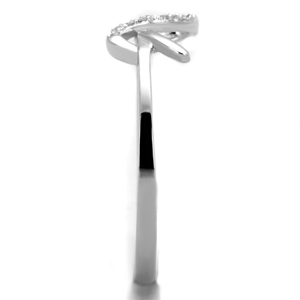 TS426 - Rhodium 925 Sterling Silver Ring with AAA Grade CZ  in Clear-3