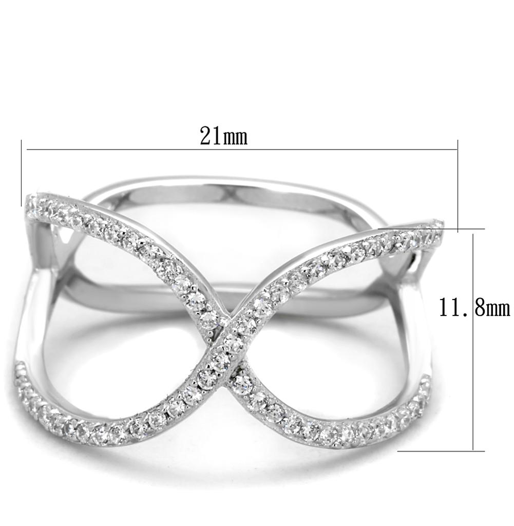 TS427 - Rhodium 925 Sterling Silver Ring with AAA Grade CZ  in Clear-1