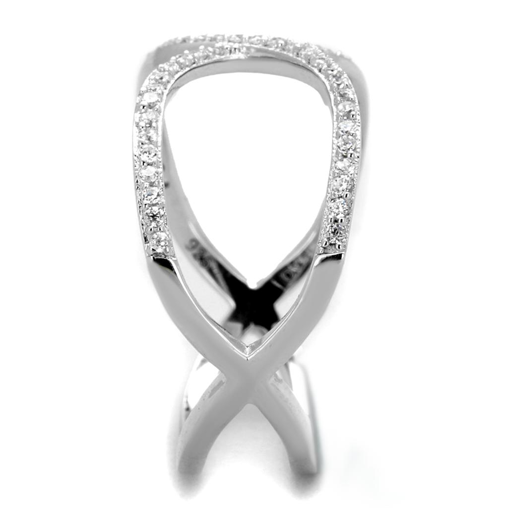 TS427 - Rhodium 925 Sterling Silver Ring with AAA Grade CZ  in Clear-3