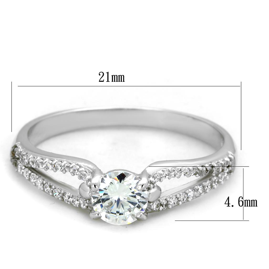 TS431 - Rhodium 925 Sterling Silver Ring with AAA Grade CZ  in Clear-1
