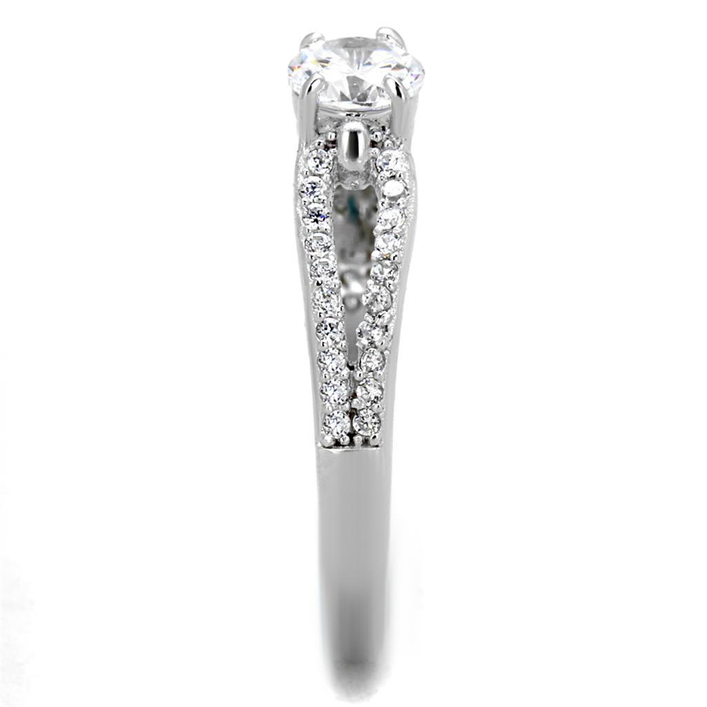 TS431 - Rhodium 925 Sterling Silver Ring with AAA Grade CZ  in Clear-3