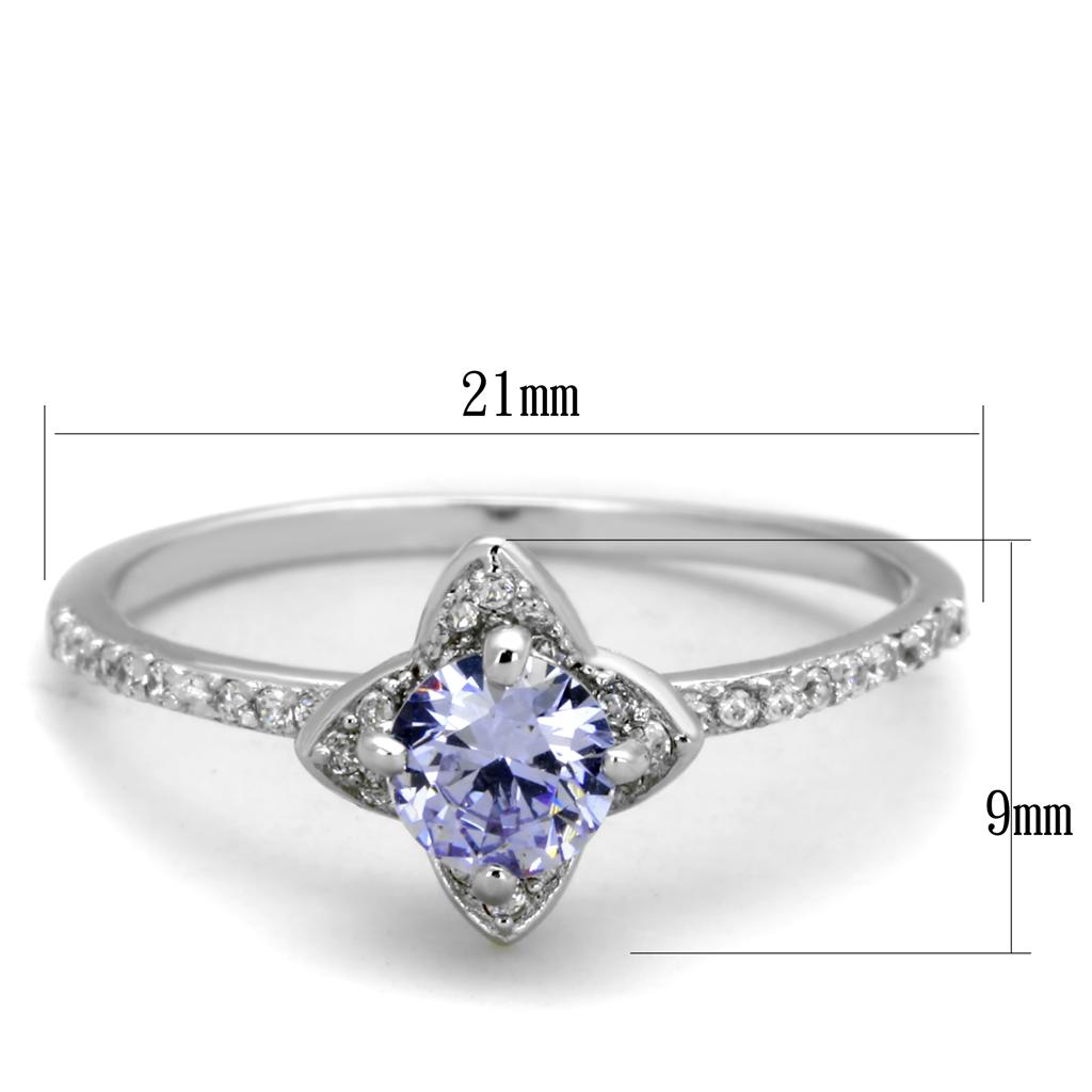 TS432 - Rhodium 925 Sterling Silver Ring with AAA Grade CZ  in Light Amethyst-1