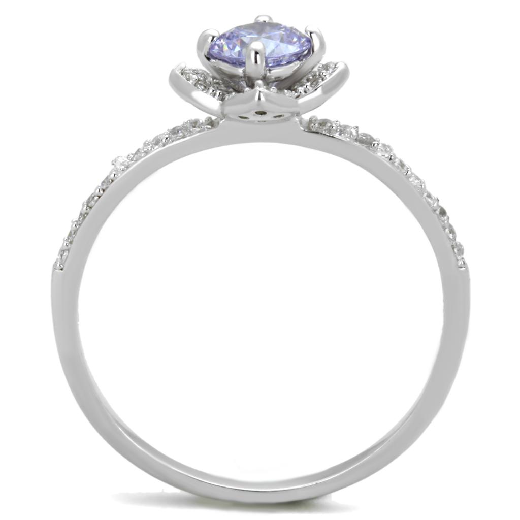 TS432 - Rhodium 925 Sterling Silver Ring with AAA Grade CZ  in Light Amethyst-2