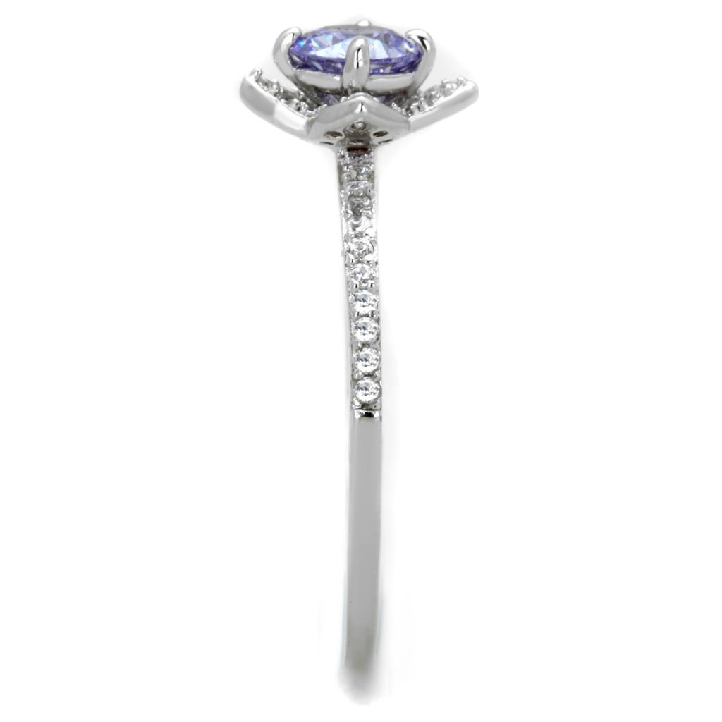TS432 - Rhodium 925 Sterling Silver Ring with AAA Grade CZ  in Light Amethyst-3