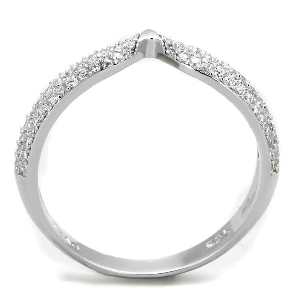 TS433 - Rhodium 925 Sterling Silver Ring with AAA Grade CZ  in Clear-2