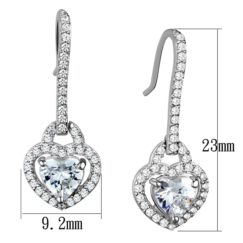 TS439 - Rhodium 925 Sterling Silver Earrings with AAA Grade CZ  in Clear-1