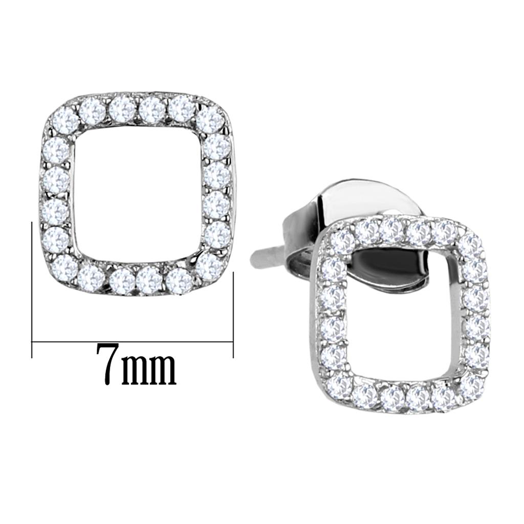 TS445 - Rhodium 925 Sterling Silver Earrings with AAA Grade CZ  in Clear-1