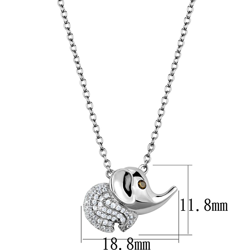 TS450 - Rhodium 925 Sterling Silver Chain Pendant with AAA Grade CZ  in Topaz-1