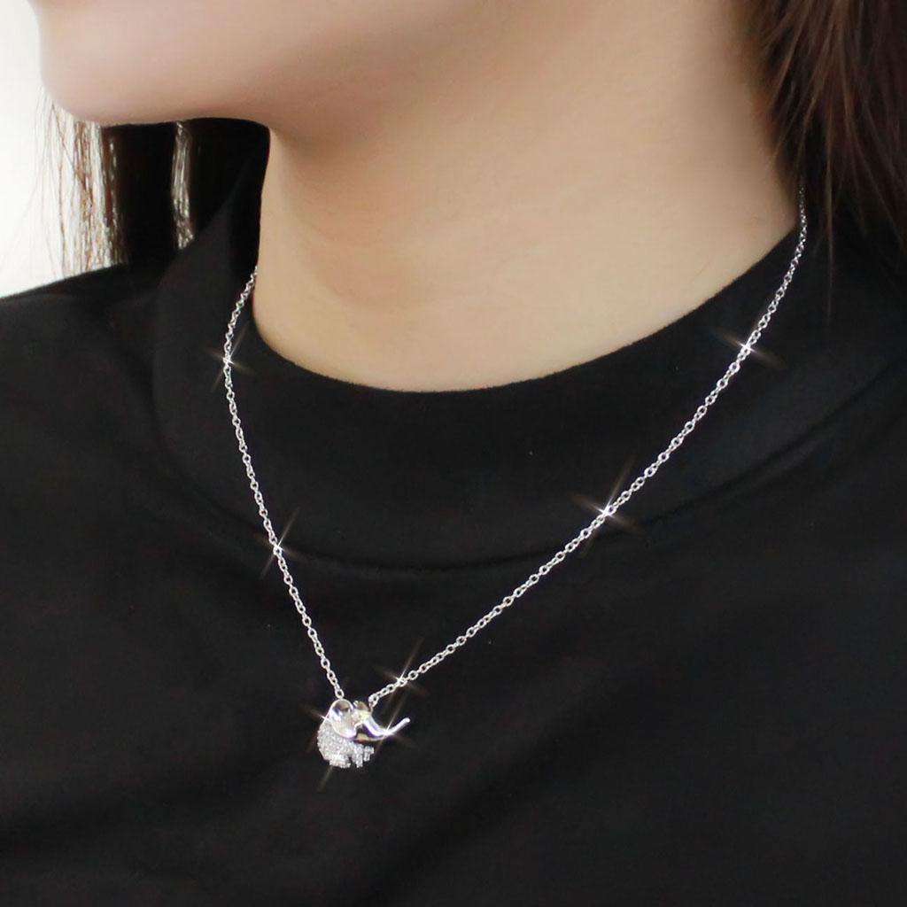 TS450 - Rhodium 925 Sterling Silver Chain Pendant with AAA Grade CZ  in Topaz-2