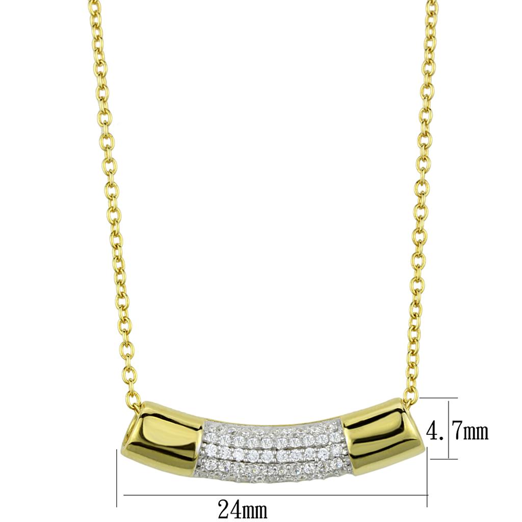 TS452 - Gold+Rhodium 925 Sterling Silver Chain Pendant with AAA Grade CZ  in Clear-1