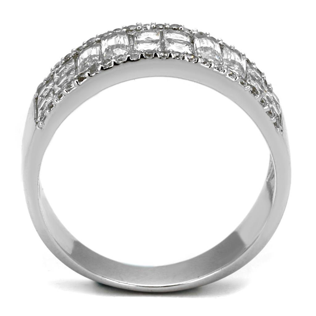 TS460 - Rhodium 925 Sterling Silver Ring with AAA Grade CZ  in Clear-2