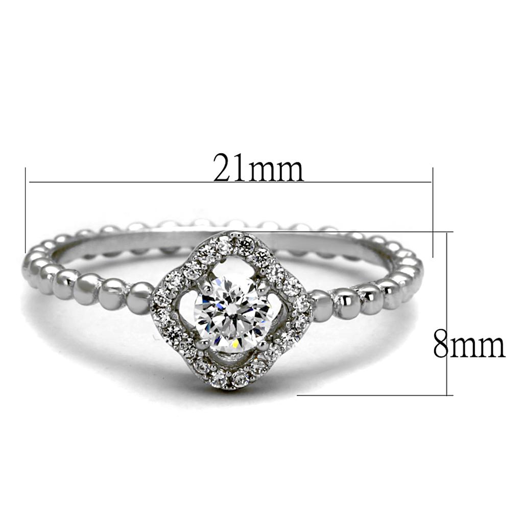 TS462 - Rhodium 925 Sterling Silver Ring with AAA Grade CZ  in Clear-1