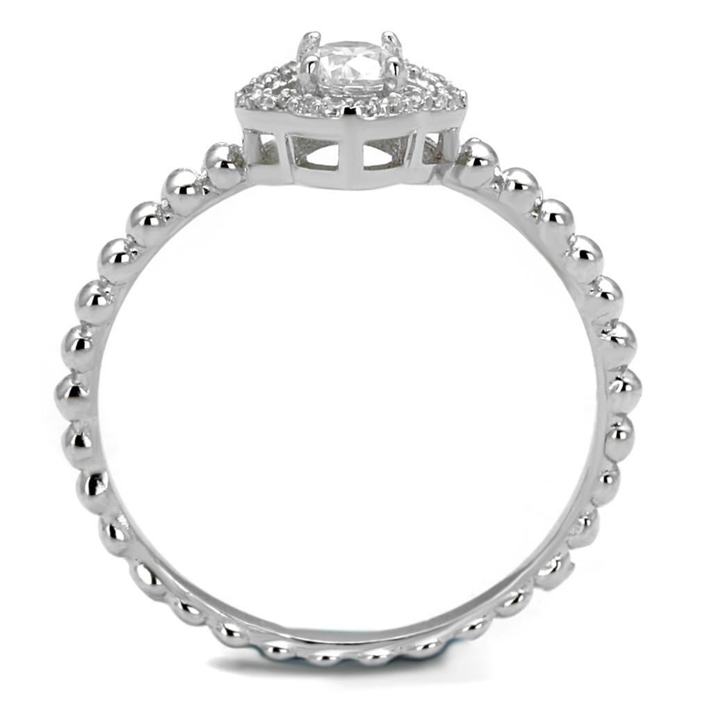 TS462 - Rhodium 925 Sterling Silver Ring with AAA Grade CZ  in Clear-2