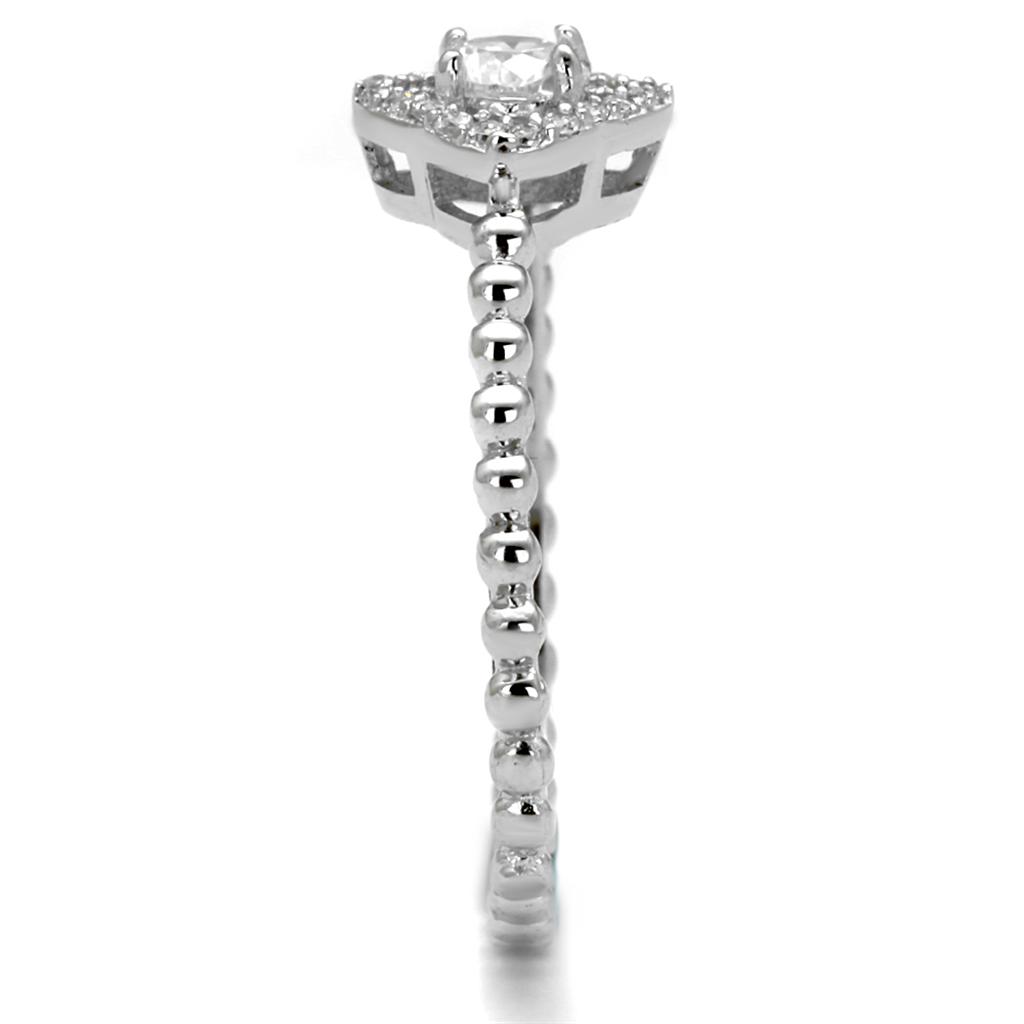TS462 - Rhodium 925 Sterling Silver Ring with AAA Grade CZ  in Clear-3