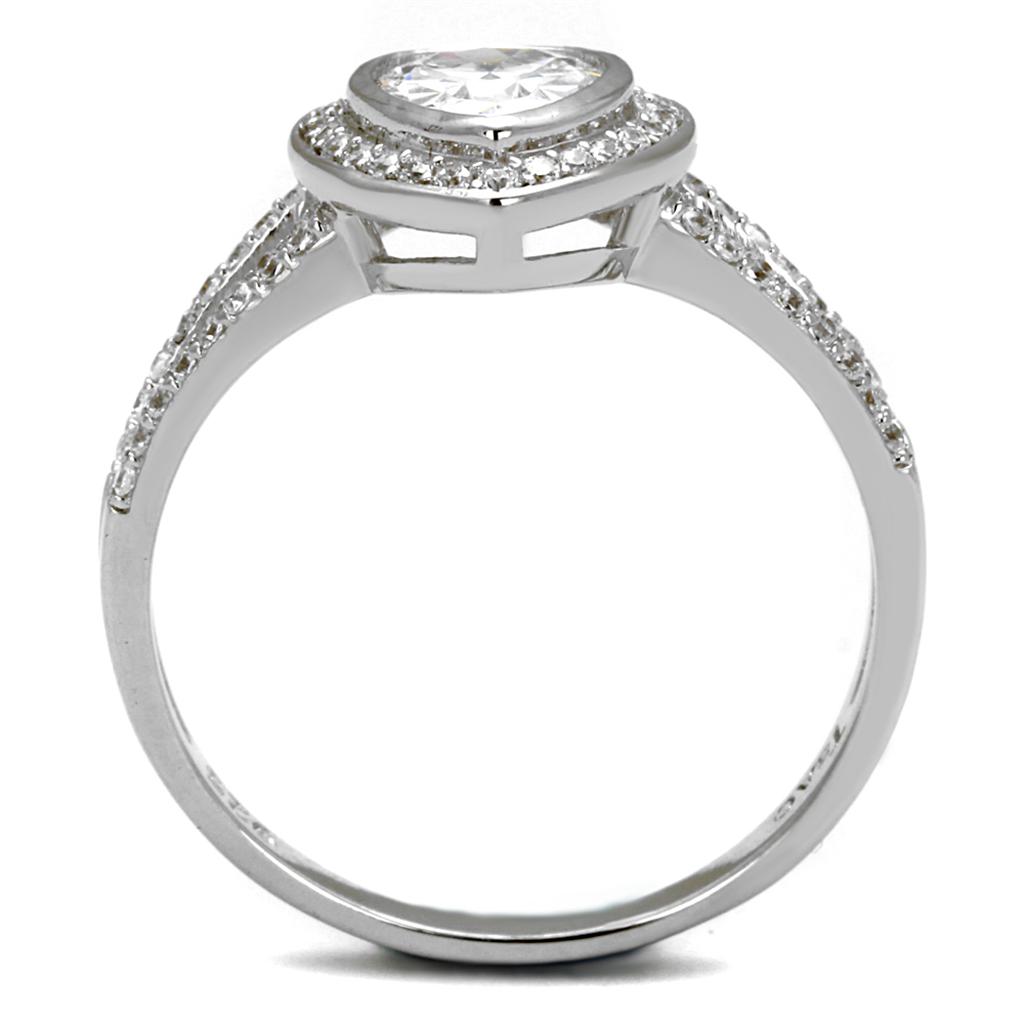 TS465 - Rhodium 925 Sterling Silver Ring with AAA Grade CZ  in Clear-2