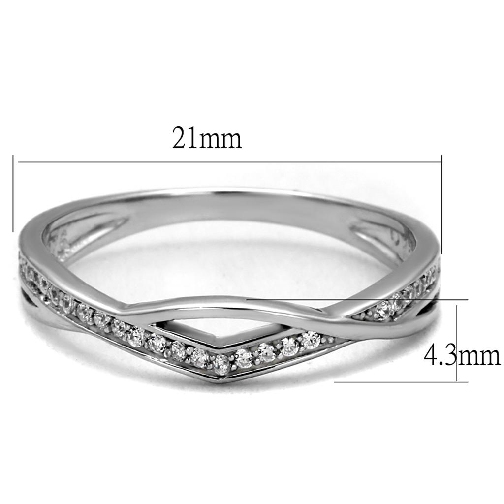 TS471 - Rhodium 925 Sterling Silver Ring with AAA Grade CZ  in Clear-1