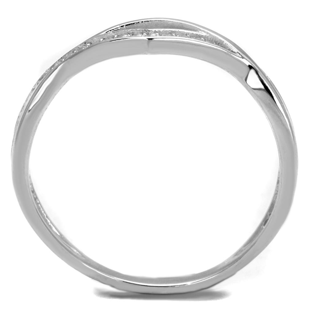 TS471 - Rhodium 925 Sterling Silver Ring with AAA Grade CZ  in Clear-2