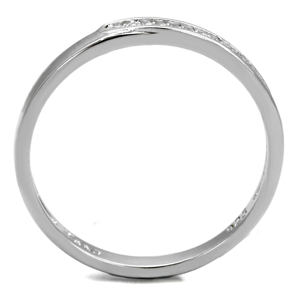 TS472 - Rhodium 925 Sterling Silver Ring with AAA Grade CZ  in Clear-2