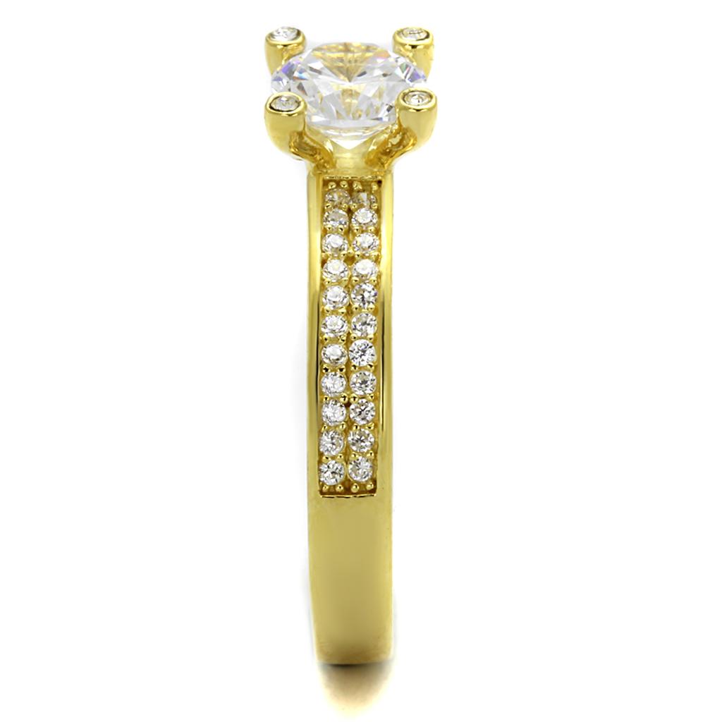 TS474 - Gold 925 Sterling Silver Ring with AAA Grade CZ  in Clear-3