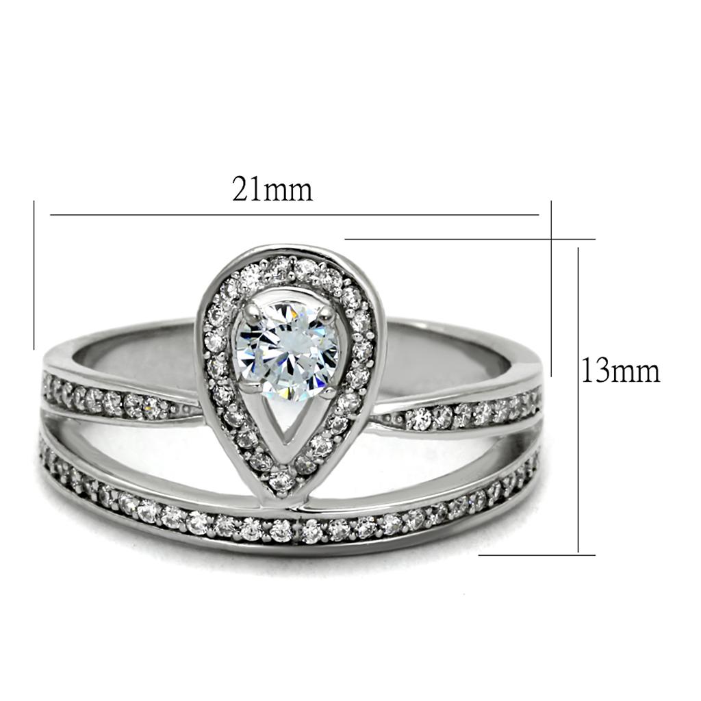 TS476 - Rhodium 925 Sterling Silver Ring with AAA Grade CZ  in Clear-1