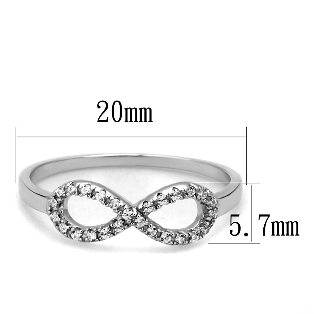 TS487 - Rhodium 925 Sterling Silver Ring with AAA Grade CZ  in Clear-1